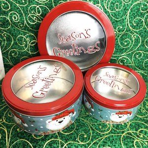 COOKIE Cake Candy Christmas Metal Set of 3 Storage Tins  Canisters NWT